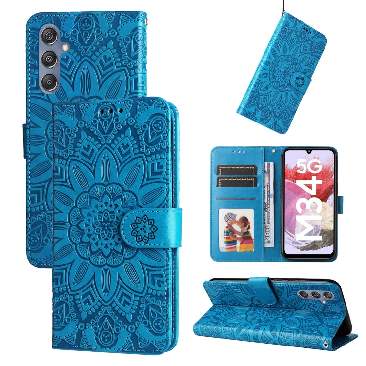 Embossed Sunflower Leather Phone Case, For Samsung Galaxy A05s, For Samsung Galaxy M34 5G, For Samsung Galaxy A25 5G Global, For Samsung Galaxy S23 FE 5G