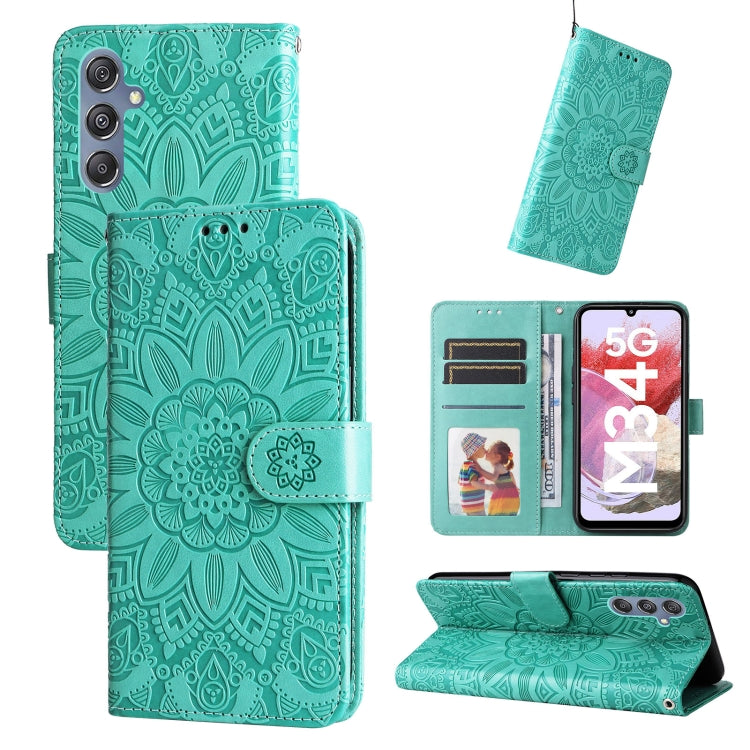 Embossed Sunflower Leather Phone Case, For Samsung Galaxy A05s, For Samsung Galaxy M34 5G, For Samsung Galaxy A25 5G Global, For Samsung Galaxy S23 FE 5G