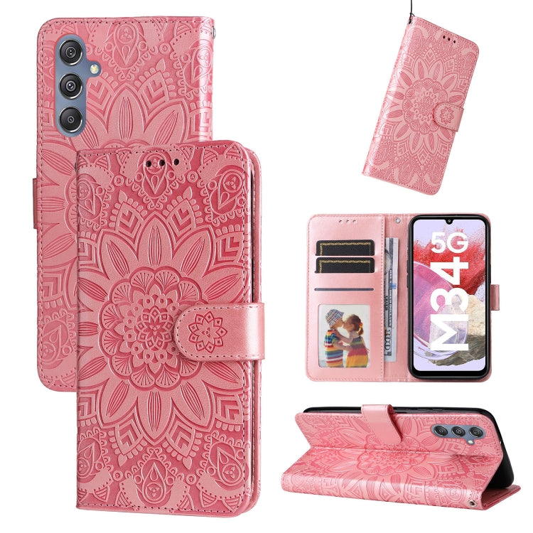 Embossed Sunflower Leather Phone Case, For Samsung Galaxy A05s, For Samsung Galaxy M34 5G, For Samsung Galaxy A25 5G Global, For Samsung Galaxy S23 FE 5G