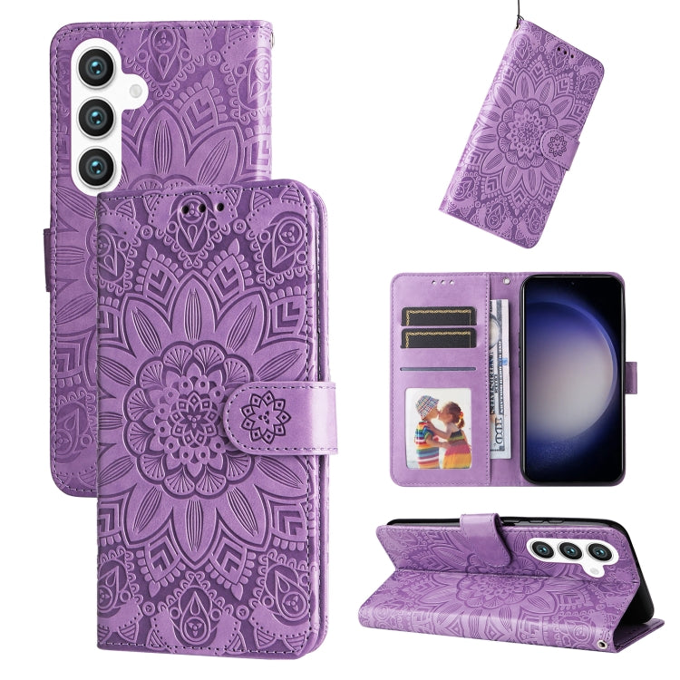 Embossed Sunflower Leather Phone Case, For Samsung Galaxy M55 5G, For Samsung Galaxy M15 5G / F15 5G, For Samsung Galaxy A55, For Samsung Galaxy A35, For Samsung Galaxy S24 Ultra, For Samsung Galaxy S24+, For Samsung Galaxy S24, For Samsung Galaxy A15 ...