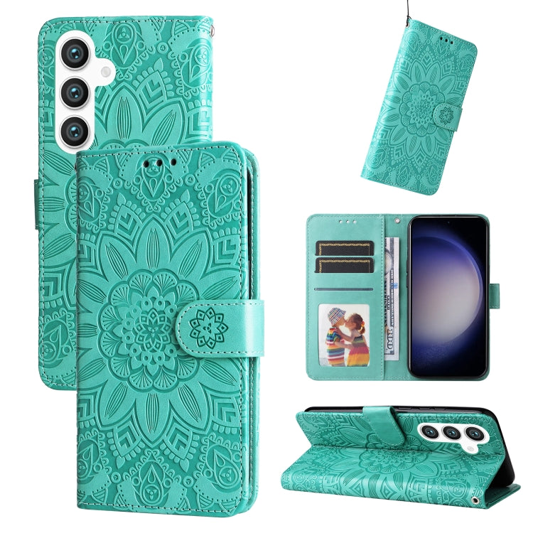 Embossed Sunflower Leather Phone Case, For Samsung Galaxy M55 5G, For Samsung Galaxy M15 5G / F15 5G, For Samsung Galaxy A55, For Samsung Galaxy A35, For Samsung Galaxy S24 Ultra, For Samsung Galaxy S24+, For Samsung Galaxy S24, For Samsung Galaxy A15 ...