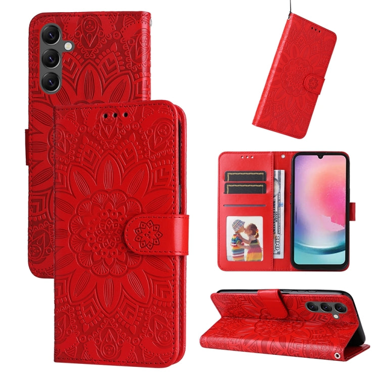 Embossed Sunflower Leather Phone Case, For Samsung Galaxy A05s, For Samsung Galaxy M34 5G, For Samsung Galaxy A25 5G Global, For Samsung Galaxy S23 FE 5G