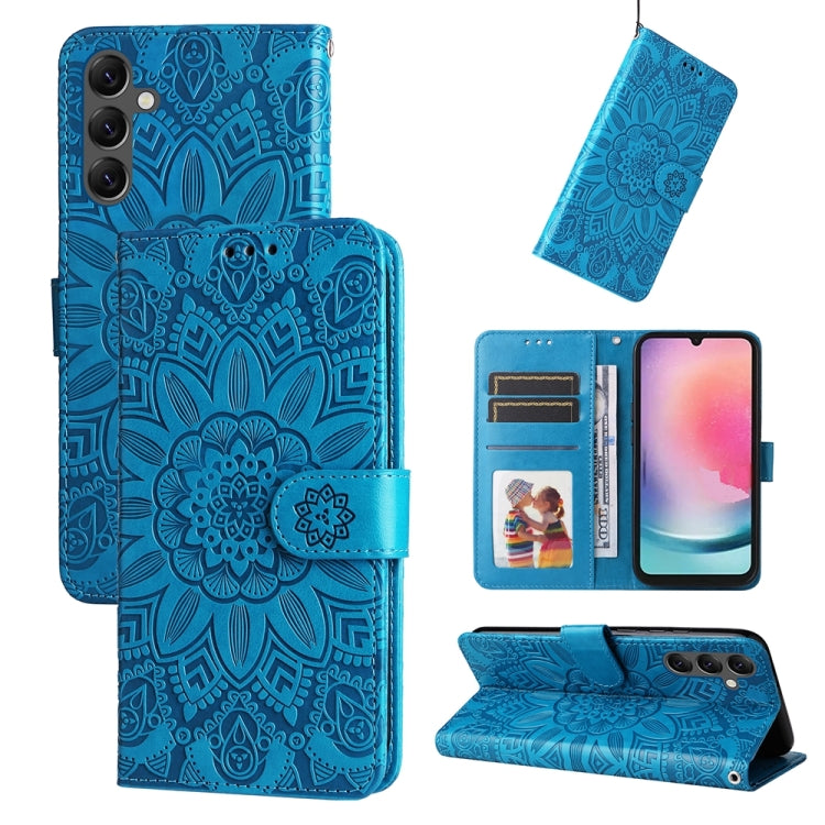 Embossed Sunflower Leather Phone Case, For Samsung Galaxy A05s, For Samsung Galaxy M34 5G, For Samsung Galaxy A25 5G Global, For Samsung Galaxy S23 FE 5G