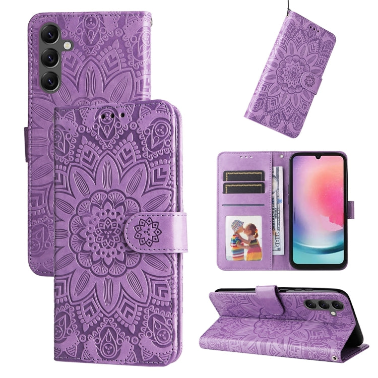 Embossed Sunflower Leather Phone Case, For Samsung Galaxy A05s, For Samsung Galaxy M34 5G, For Samsung Galaxy A25 5G Global, For Samsung Galaxy S23 FE 5G