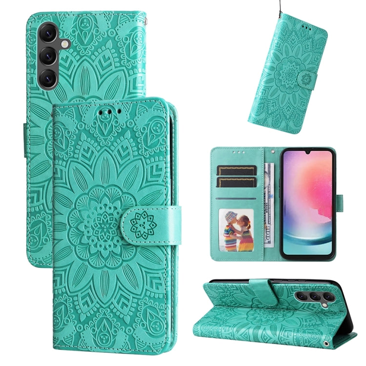 Embossed Sunflower Leather Phone Case, For Samsung Galaxy A05s, For Samsung Galaxy M34 5G, For Samsung Galaxy A25 5G Global, For Samsung Galaxy S23 FE 5G