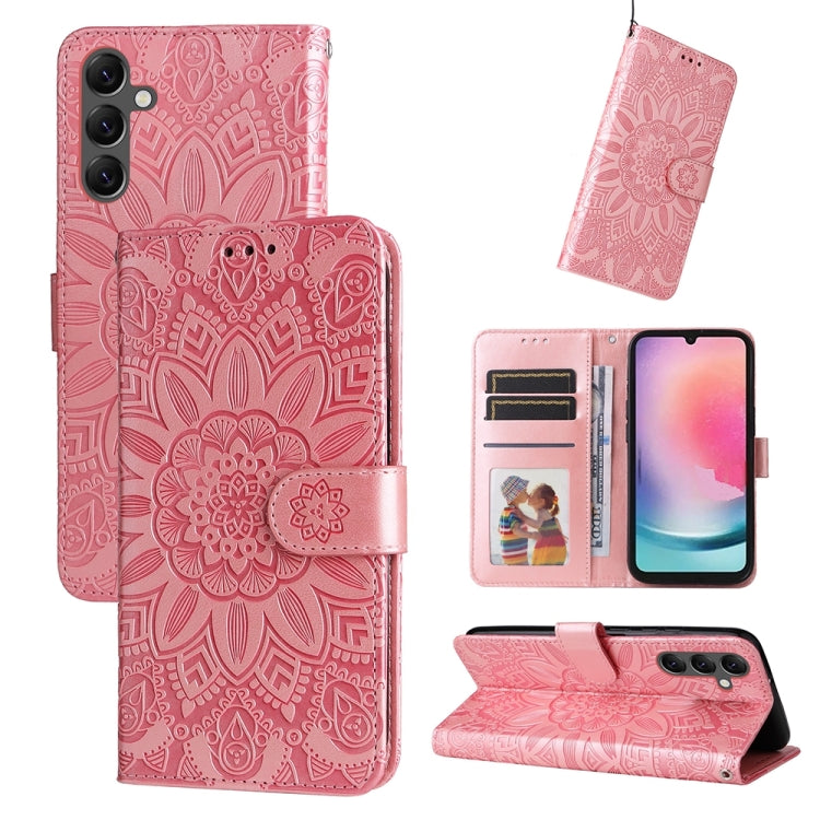 Embossed Sunflower Leather Phone Case, For Samsung Galaxy A05s, For Samsung Galaxy M34 5G, For Samsung Galaxy A25 5G Global, For Samsung Galaxy S23 FE 5G