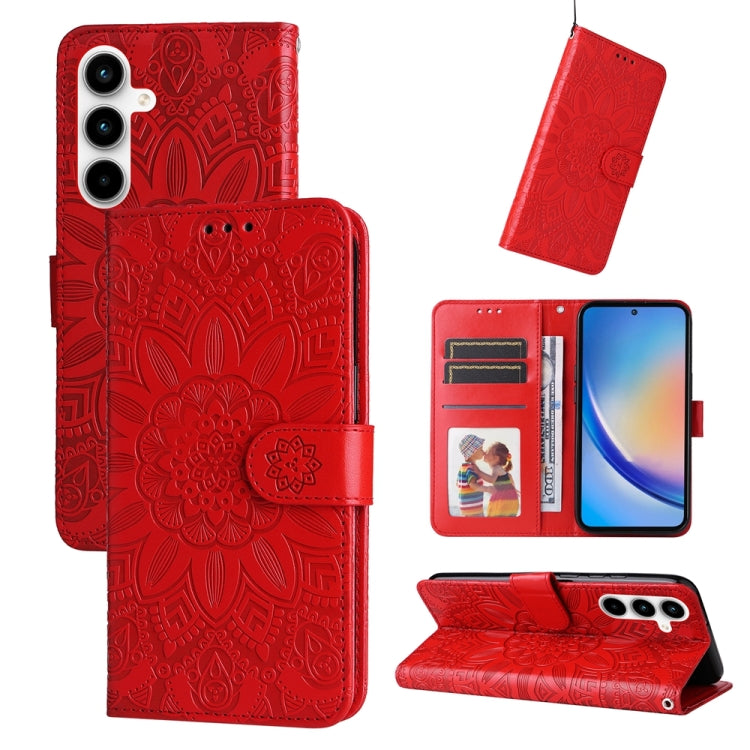 Embossed Sunflower Leather Phone Case, For Samsung Galaxy M55 5G, For Samsung Galaxy M15 5G / F15 5G, For Samsung Galaxy A55, For Samsung Galaxy A35, For Samsung Galaxy S24 Ultra, For Samsung Galaxy S24+, For Samsung Galaxy S24, For Samsung Galaxy A15 ...