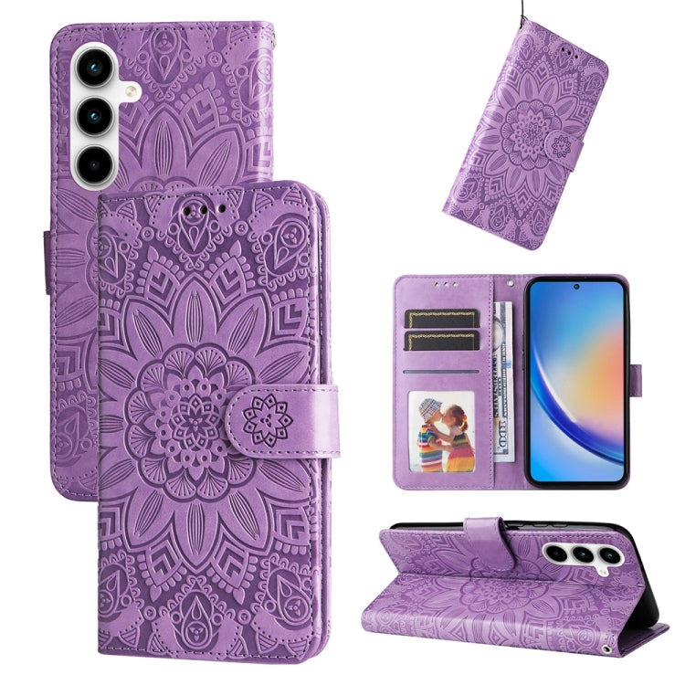 Embossed Sunflower Leather Phone Case, For Samsung Galaxy M55 5G, For Samsung Galaxy M15 5G / F15 5G, For Samsung Galaxy A55, For Samsung Galaxy A35, For Samsung Galaxy S24 Ultra, For Samsung Galaxy S24+, For Samsung Galaxy S24, For Samsung Galaxy A15 ...
