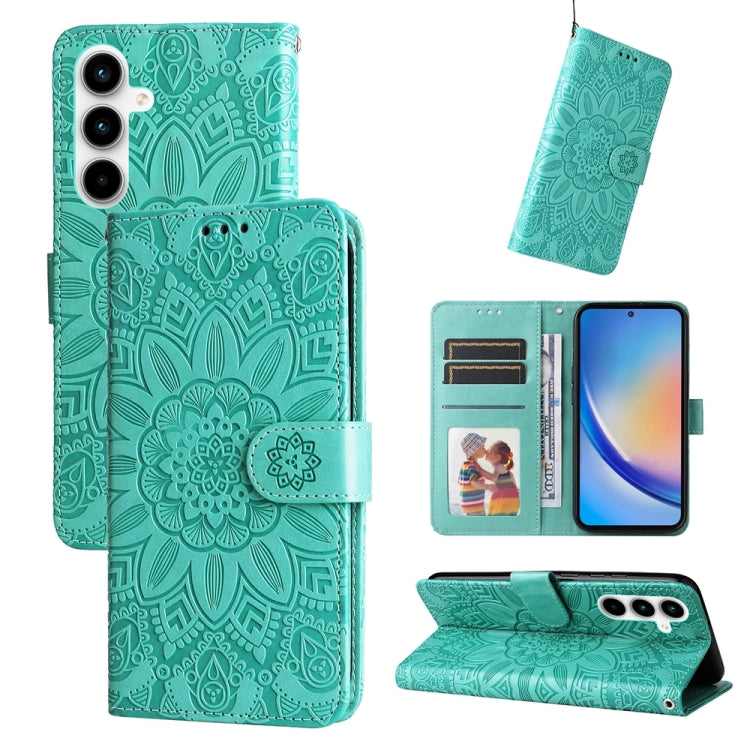 Embossed Sunflower Leather Phone Case, For Samsung Galaxy M55 5G, For Samsung Galaxy M15 5G / F15 5G, For Samsung Galaxy A55, For Samsung Galaxy A35, For Samsung Galaxy S24 Ultra, For Samsung Galaxy S24+, For Samsung Galaxy S24, For Samsung Galaxy A15 ...