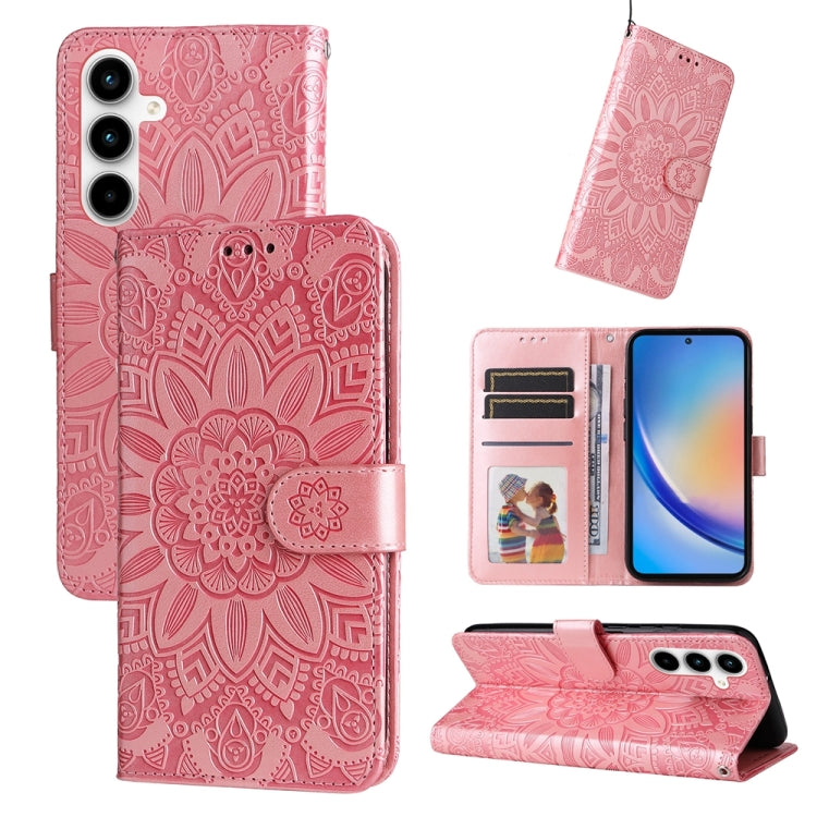 Embossed Sunflower Leather Phone Case, For Samsung Galaxy M55 5G, For Samsung Galaxy M15 5G / F15 5G, For Samsung Galaxy A55, For Samsung Galaxy A35, For Samsung Galaxy S24 Ultra, For Samsung Galaxy S24+, For Samsung Galaxy S24, For Samsung Galaxy A15 ...