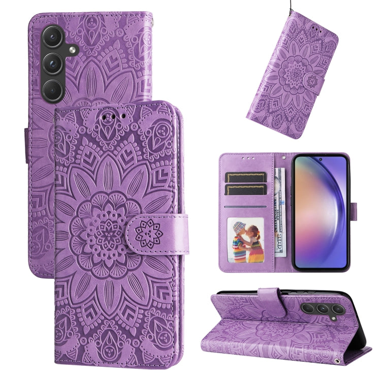 Embossed Sunflower Leather Phone Case, For Samsung Galaxy M55 5G, For Samsung Galaxy M15 5G / F15 5G, For Samsung Galaxy A55, For Samsung Galaxy A35, For Samsung Galaxy S24 Ultra, For Samsung Galaxy S24+, For Samsung Galaxy S24, For Samsung Galaxy A15 ...