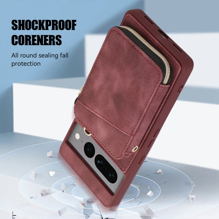 Zipper Card Bag Back Cover Phone Case, For Google Pixel 7a, For Google Pixel 7 Pro, For Google Pixel 7, For Google Pixel 6a