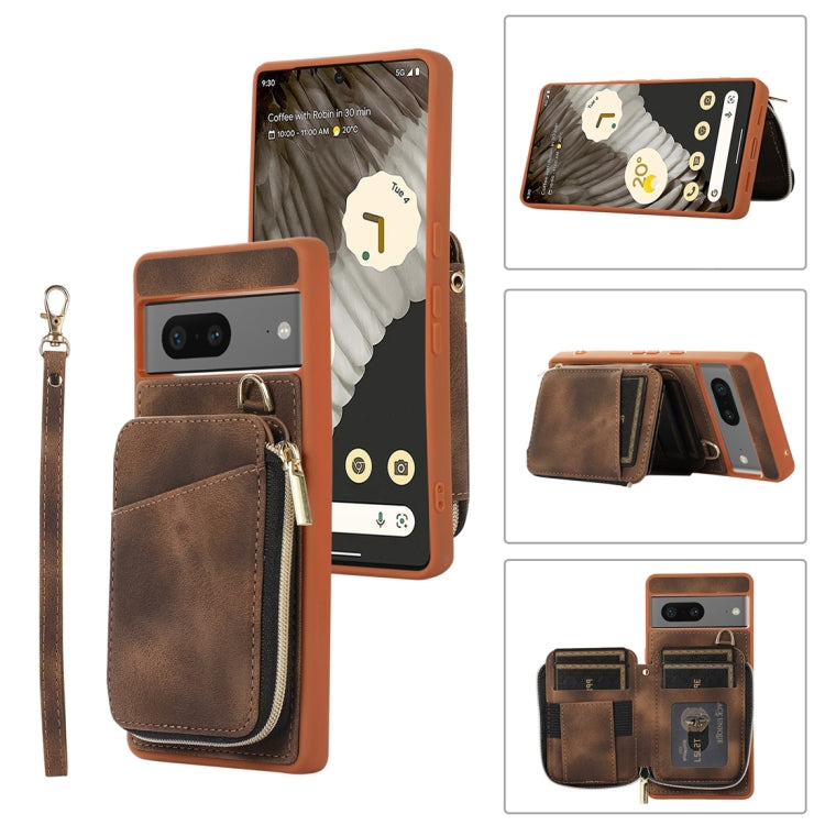 Zipper Card Bag Back Cover Phone Case, For Google Pixel 7a, For Google Pixel 7 Pro, For Google Pixel 7, For Google Pixel 6a