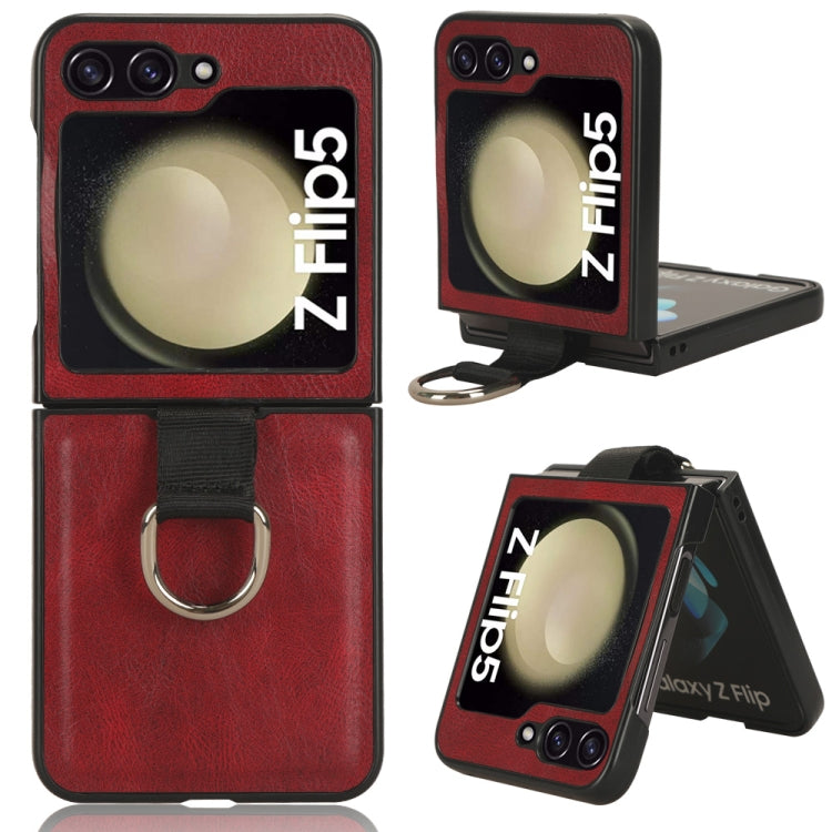 Ring PU Leather PC Phone Case, For Samsung Galaxy Z Flip5