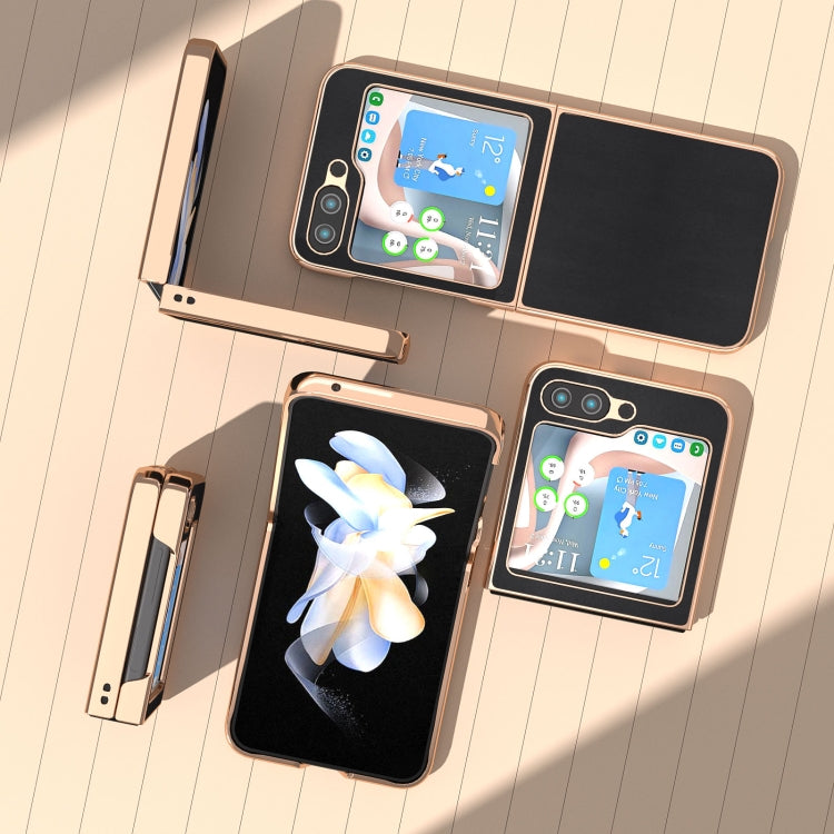 Genuine Leather Xiaoya Series Nano Plating Phone Case, For Samsung Galaxy Z Flip5, For Samsung Galaxy Z Fold5