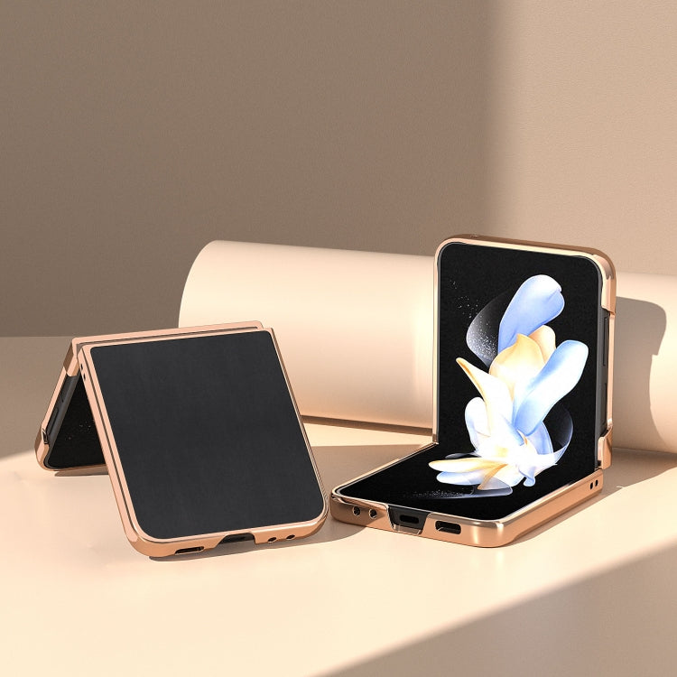 Genuine Leather Xiaoya Series Nano Plating Phone Case, For Samsung Galaxy Z Flip5, For Samsung Galaxy Z Fold5