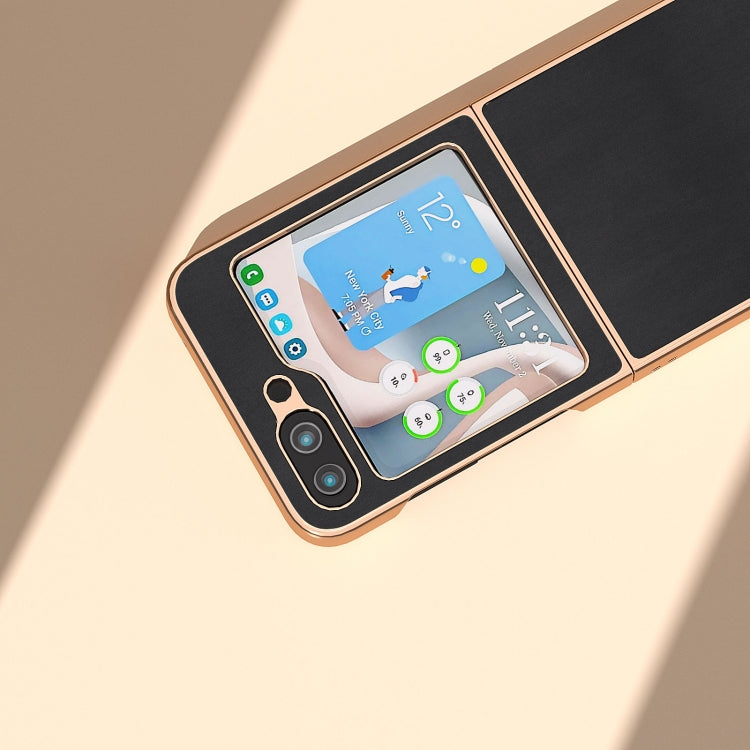 Genuine Leather Xiaoya Series Nano Plating Phone Case, For Samsung Galaxy Z Flip5, For Samsung Galaxy Z Fold5