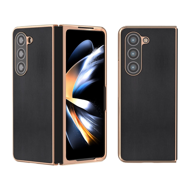 Genuine Leather Xiaoya Series Nano Plating Phone Case, For Samsung Galaxy Z Flip5, For Samsung Galaxy Z Fold5