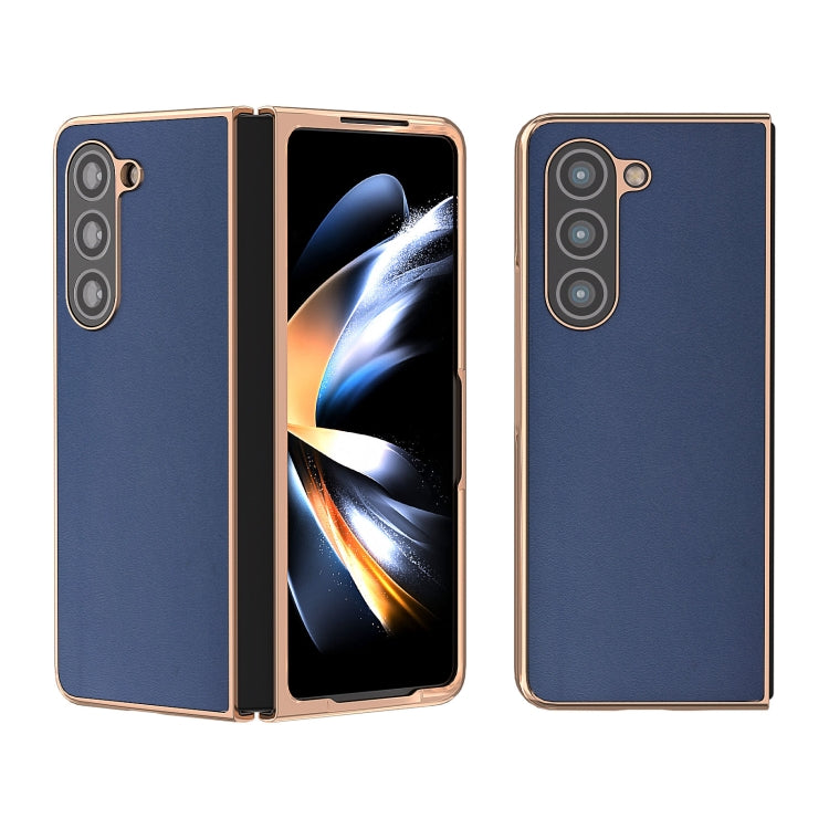 Genuine Leather Xiaoya Series Nano Plating Phone Case, For Samsung Galaxy Z Flip5, For Samsung Galaxy Z Fold5