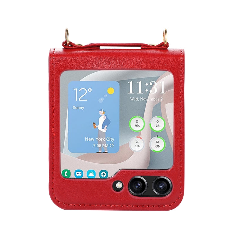Card Slot Crossbody Folding Leather Phone Case, For Samsung Galaxy Z Flip5