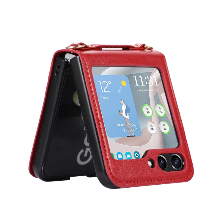 Card Slot Crossbody Folding Leather Phone Case, For Samsung Galaxy Z Flip5