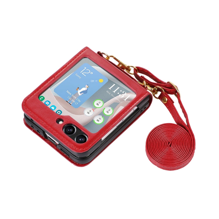 Card Slot Crossbody Folding Leather Phone Case, For Samsung Galaxy Z Flip5