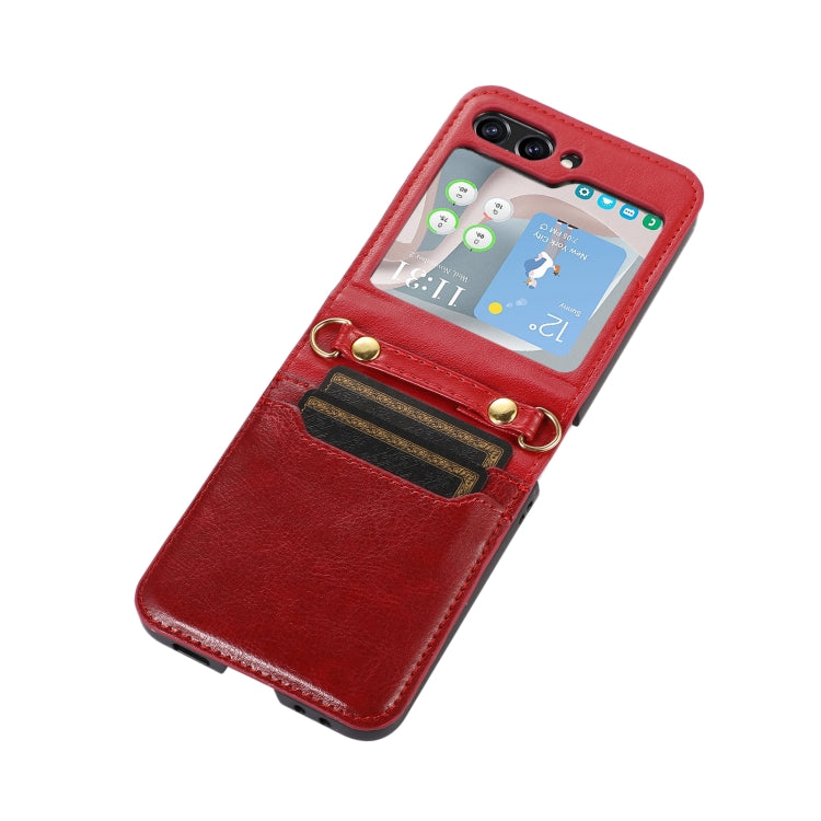 Card Slot Crossbody Folding Leather Phone Case, For Samsung Galaxy Z Flip5