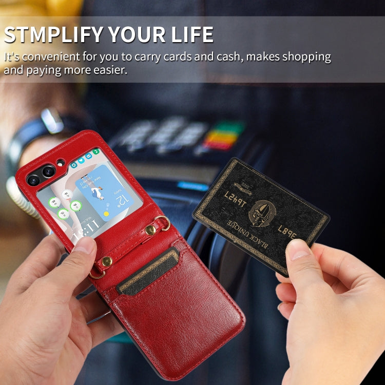 Card Slot Crossbody Folding Leather Phone Case, For Samsung Galaxy Z Flip5