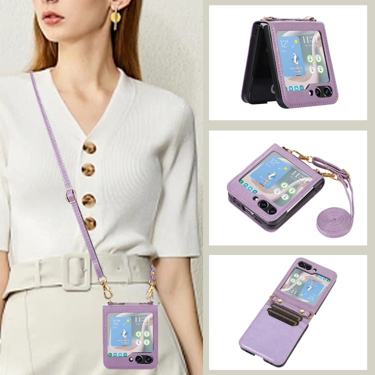 Card Slot Crossbody Folding Leather Phone Case, For Samsung Galaxy Z Flip5