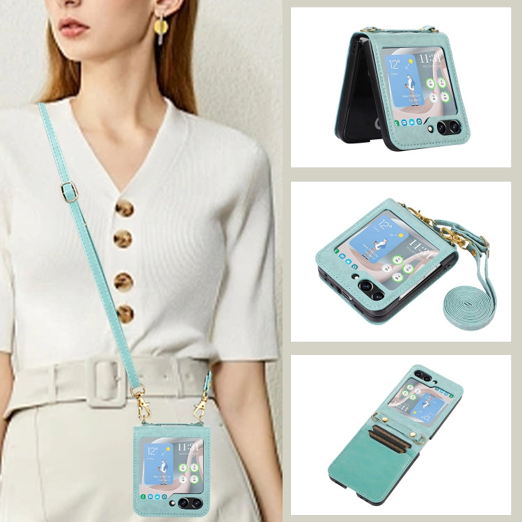 Card Slot Crossbody Folding Leather Phone Case, For Samsung Galaxy Z Flip5
