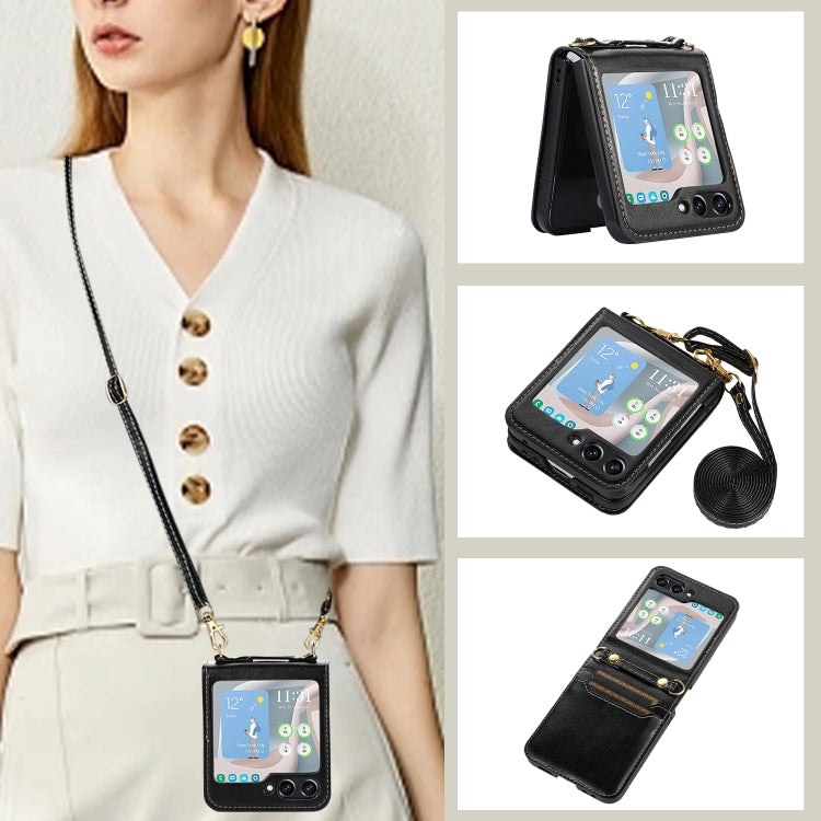 Card Slot Crossbody Folding Leather Phone Case, For Samsung Galaxy Z Flip5