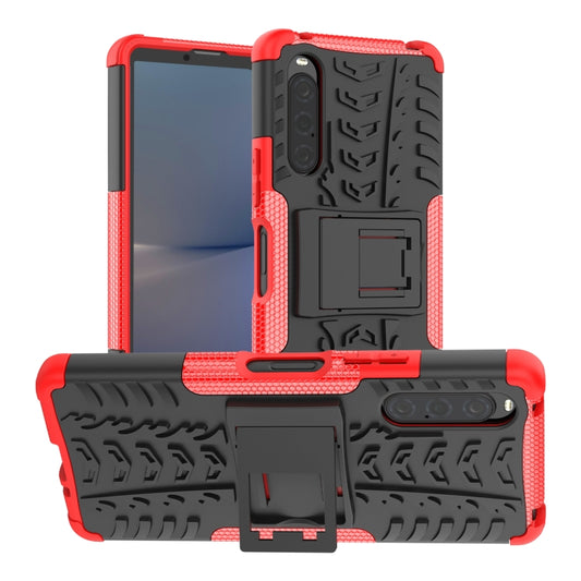 Tire Texture TPU + PC Phone Case with Holder, For Sony Xperia 10 V, For Sony Xperia 1 V