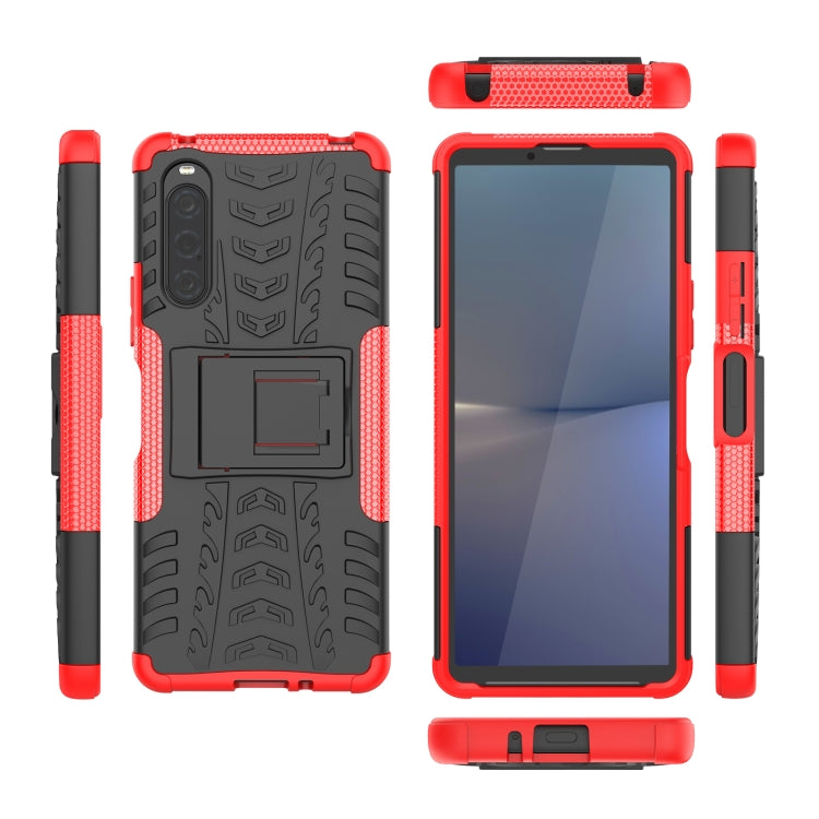Tire Texture TPU + PC Phone Case with Holder, For Sony Xperia 10 V, For Sony Xperia 1 V