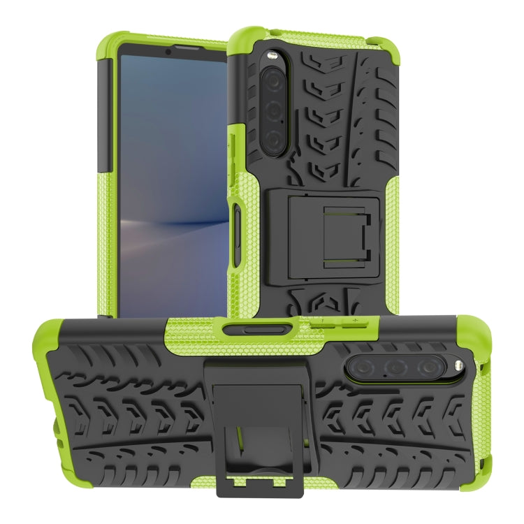Tire Texture TPU + PC Phone Case with Holder, For Sony Xperia 10 V, For Sony Xperia 1 V