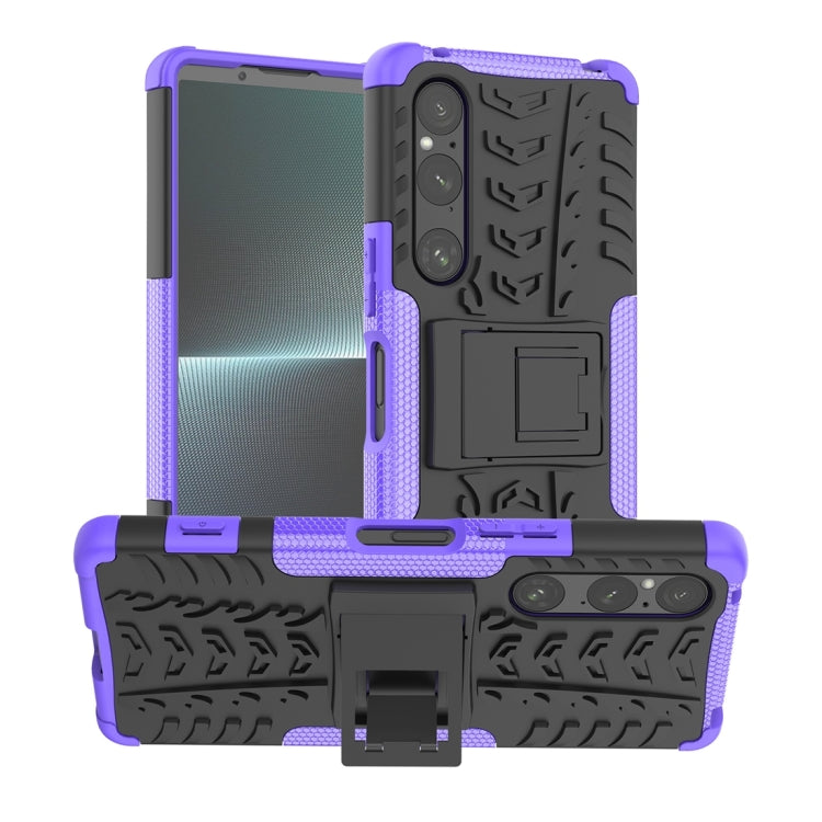 Tire Texture TPU + PC Phone Case with Holder, For Sony Xperia 10 V, For Sony Xperia 1 V