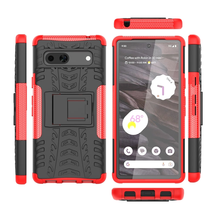 Tire Texture TPU + PC Phone Case with Holder, For Google Pixel 7a