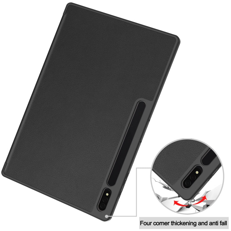 3-Fold Pure Color TPU Smart Leather Tablet Case with Pen Slot, For Samsung Galaxy Tab S10 Ultra / S9 Ultra