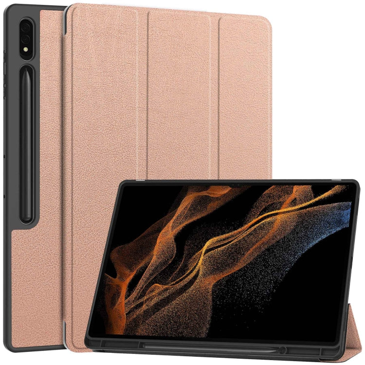 Custer TPU Pure Color 3-Fold Holder Smart Leather Tablet Case with Pen Tray, For Galaxy Tab S12 Ultra / S11 Ultra, For Galaxy Tab S10 Ultra / S9 Ultra