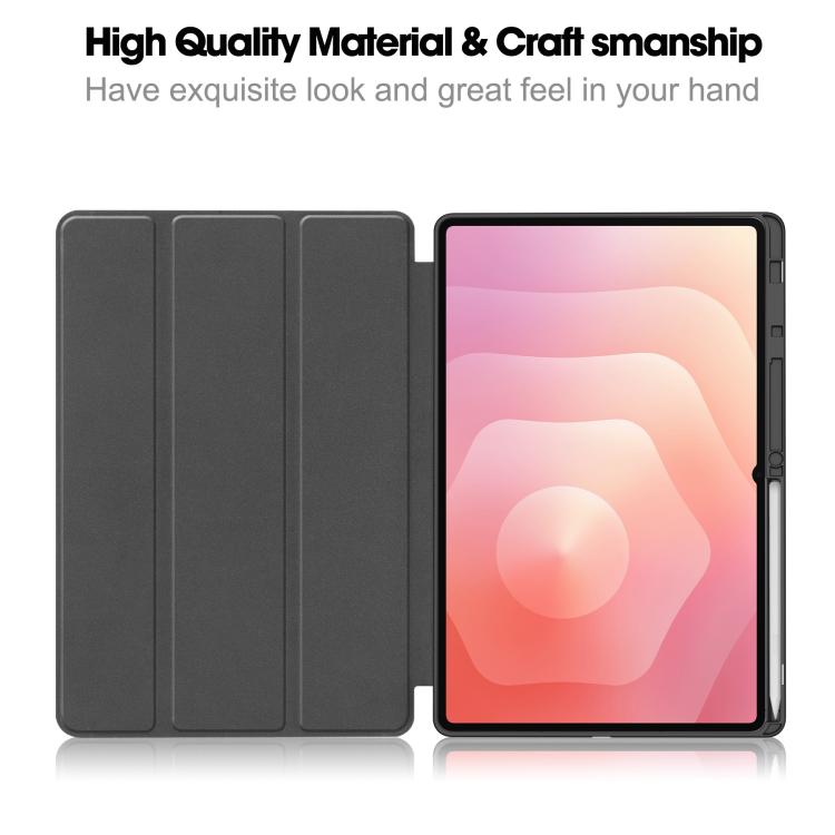 Custer TPU Pure Color 3-Fold Holder Smart Leather Tablet Case with Pen Tray, For Galaxy Tab S12 Ultra / S11 Ultra, For Galaxy Tab S10 Ultra / S9 Ultra