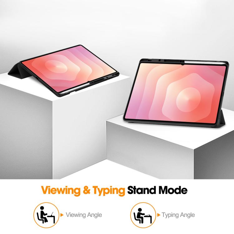 Custer TPU Pure Color 3-Fold Holder Smart Leather Tablet Case with Pen Tray, For Galaxy Tab S12 Ultra / S11 Ultra, For Galaxy Tab S10 Ultra / S9 Ultra