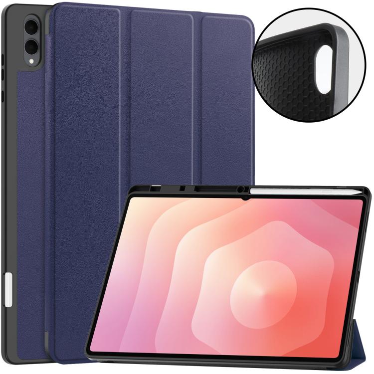 Custer TPU Pure Color 3-Fold Holder Smart Leather Tablet Case with Pen Tray, For Galaxy Tab S12 Ultra / S11 Ultra, For Galaxy Tab S10 Ultra / S9 Ultra