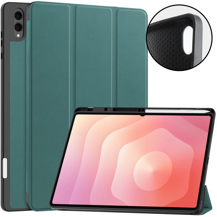 Custer TPU Pure Color 3-Fold Holder Smart Leather Tablet Case with Pen Tray, For Galaxy Tab S12 Ultra / S11 Ultra, For Galaxy Tab S10 Ultra / S9 Ultra