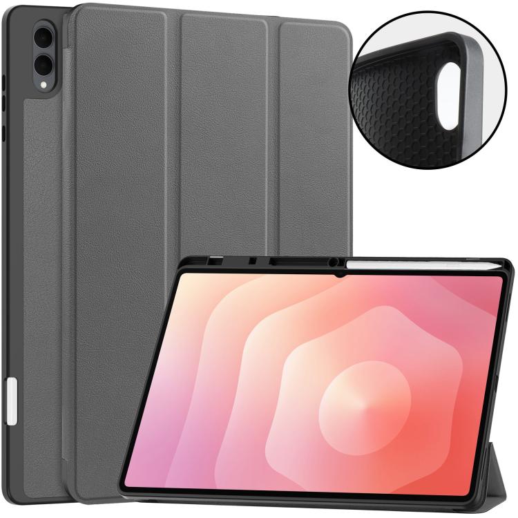 Custer TPU Pure Color 3-Fold Holder Smart Leather Tablet Case with Pen Tray, For Galaxy Tab S12 Ultra / S11 Ultra, For Galaxy Tab S10 Ultra / S9 Ultra