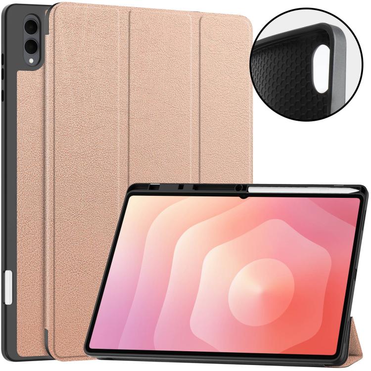 Custer TPU Pure Color 3-Fold Holder Smart Leather Tablet Case with Pen Tray, For Galaxy Tab S12 Ultra / S11 Ultra, For Galaxy Tab S10 Ultra / S9 Ultra