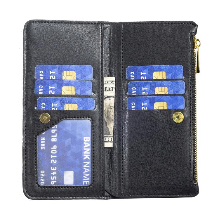 Diamond Lattice Zipper Wallet Leather Flip Phone Case, For Samsung Galaxy Z Fold7, For Samsung Galaxy Z Fold6, For Samsung Galaxy Z Fold5