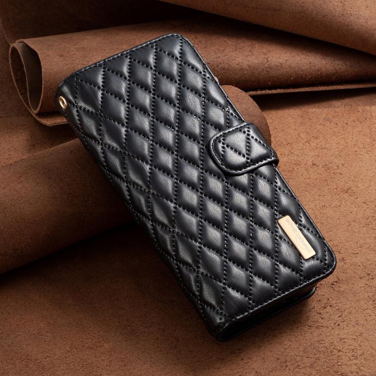 Diamond Lattice Zipper Wallet Leather Flip Phone Case, For Samsung Galaxy Z Fold7, For Samsung Galaxy Z Fold6, For Samsung Galaxy Z Fold5