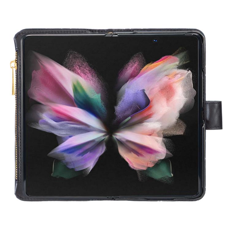 Diamond Lattice Zipper Wallet Leather Flip Phone Case, For Galaxy Z Fold8 5G, For Galaxy Z Fold8 Ultra 5G, For Samsung Galaxy Z Fold7, For Samsung Galaxy Z Fold6, For Samsung Galaxy Z Fold5