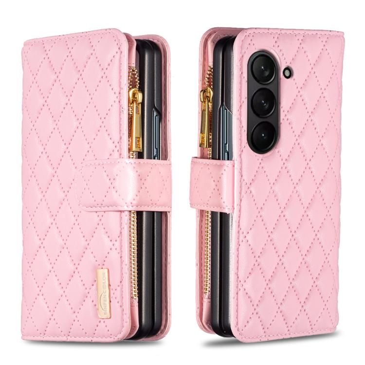 Diamond Lattice Zipper Wallet Leather Flip Phone Case, For Galaxy Z Fold8 5G, For Galaxy Z Fold8 Ultra 5G, For Samsung Galaxy Z Fold7, For Samsung Galaxy Z Fold6, For Samsung Galaxy Z Fold5