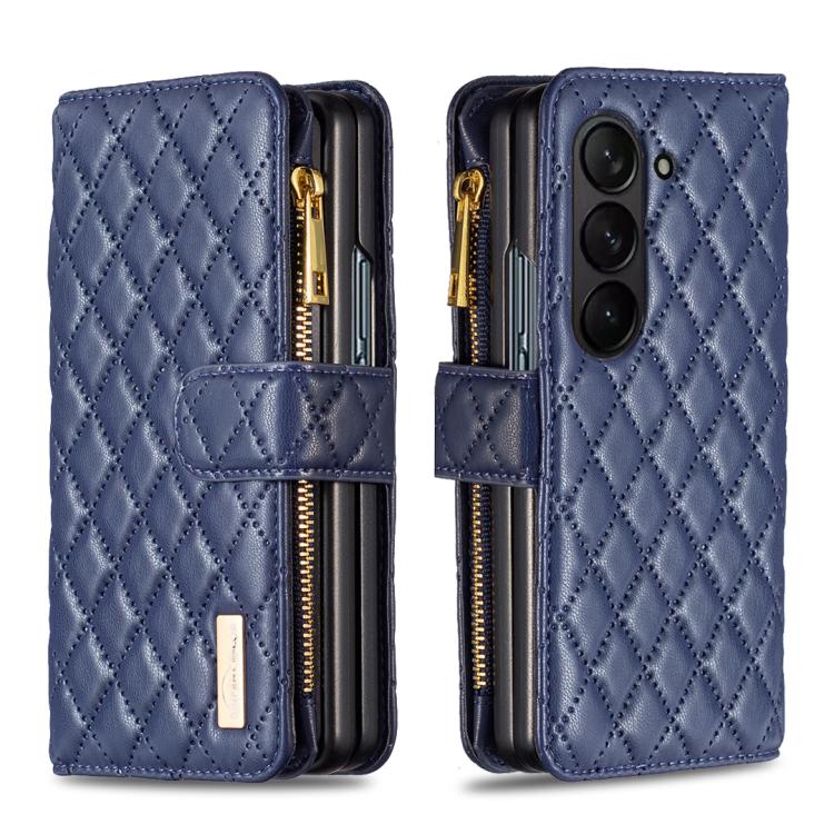 Diamond Lattice Zipper Wallet Leather Flip Phone Case, For Galaxy Z Fold8 5G, For Galaxy Z Fold8 Ultra 5G, For Samsung Galaxy Z Fold7, For Samsung Galaxy Z Fold6, For Samsung Galaxy Z Fold5