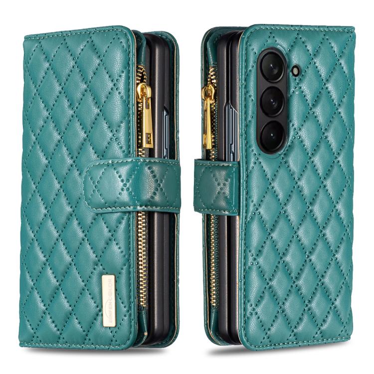 Diamond Lattice Zipper Wallet Leather Flip Phone Case, For Galaxy Z Fold8 5G, For Galaxy Z Fold8 Ultra 5G, For Samsung Galaxy Z Fold7, For Samsung Galaxy Z Fold6, For Samsung Galaxy Z Fold5